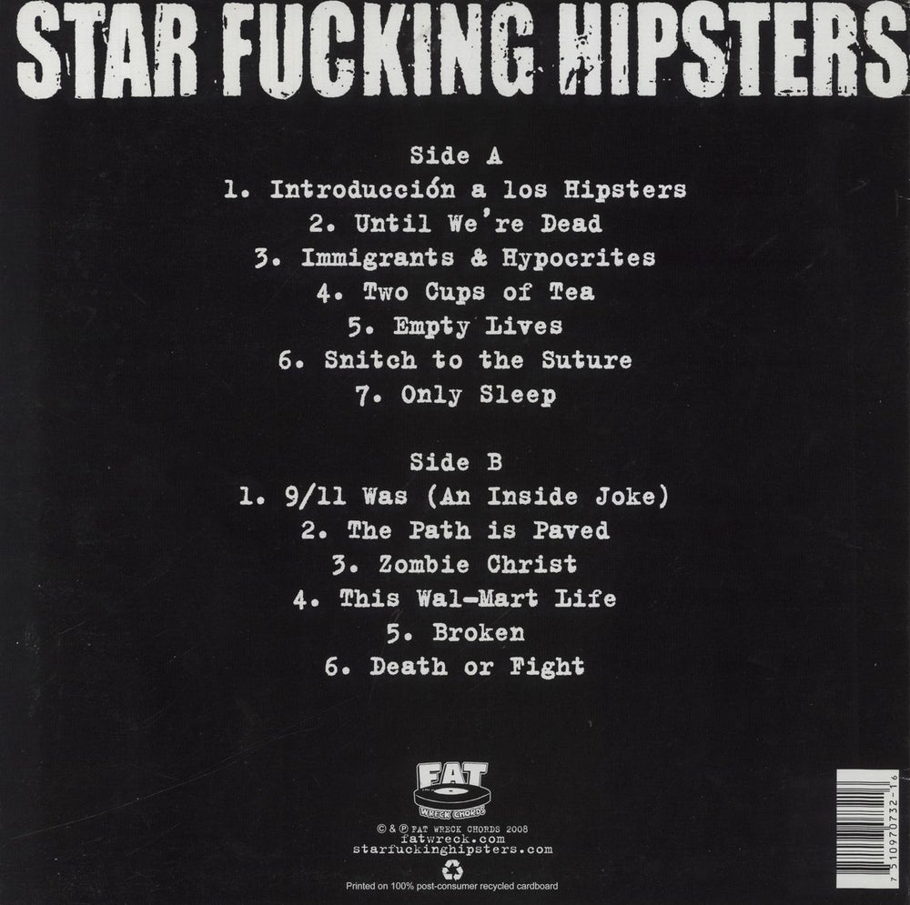 Star Fucking Hipsters Until We're Dead - Red Vinyl UK vinyl LP album (LP record) 751097073216