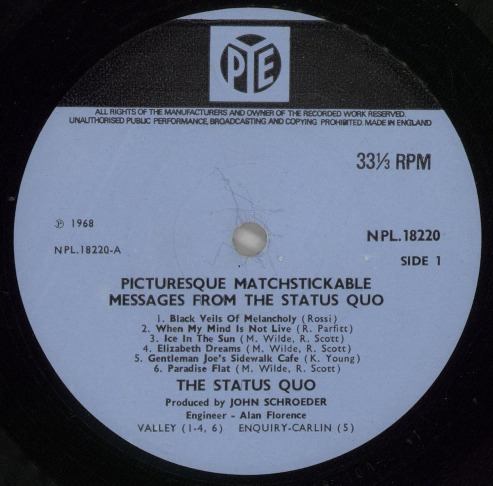 Status Quo Picturesque Matchstickable Messages From The Status Quo UK vinyl LP album (LP record) QUOLPPI866123
