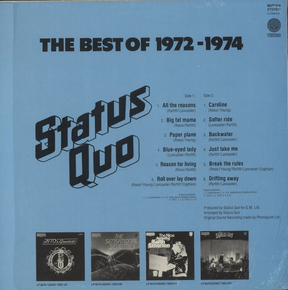 Status Quo The Best Of 1972-1974 - Shrink Dutch vinyl LP album (LP record)