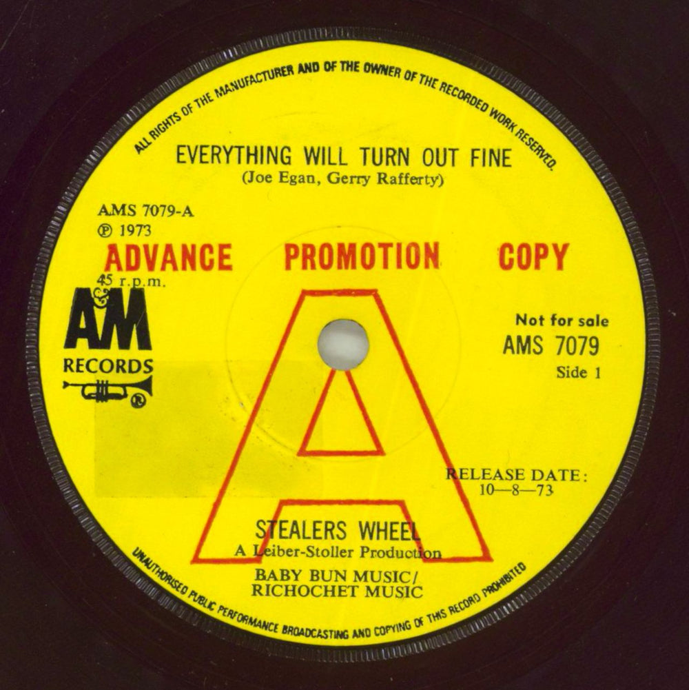 Stealers Wheel Everything Will Turn Out Fine - A Label UK 7" vinyl single (7 inch record / 45) AMS7079