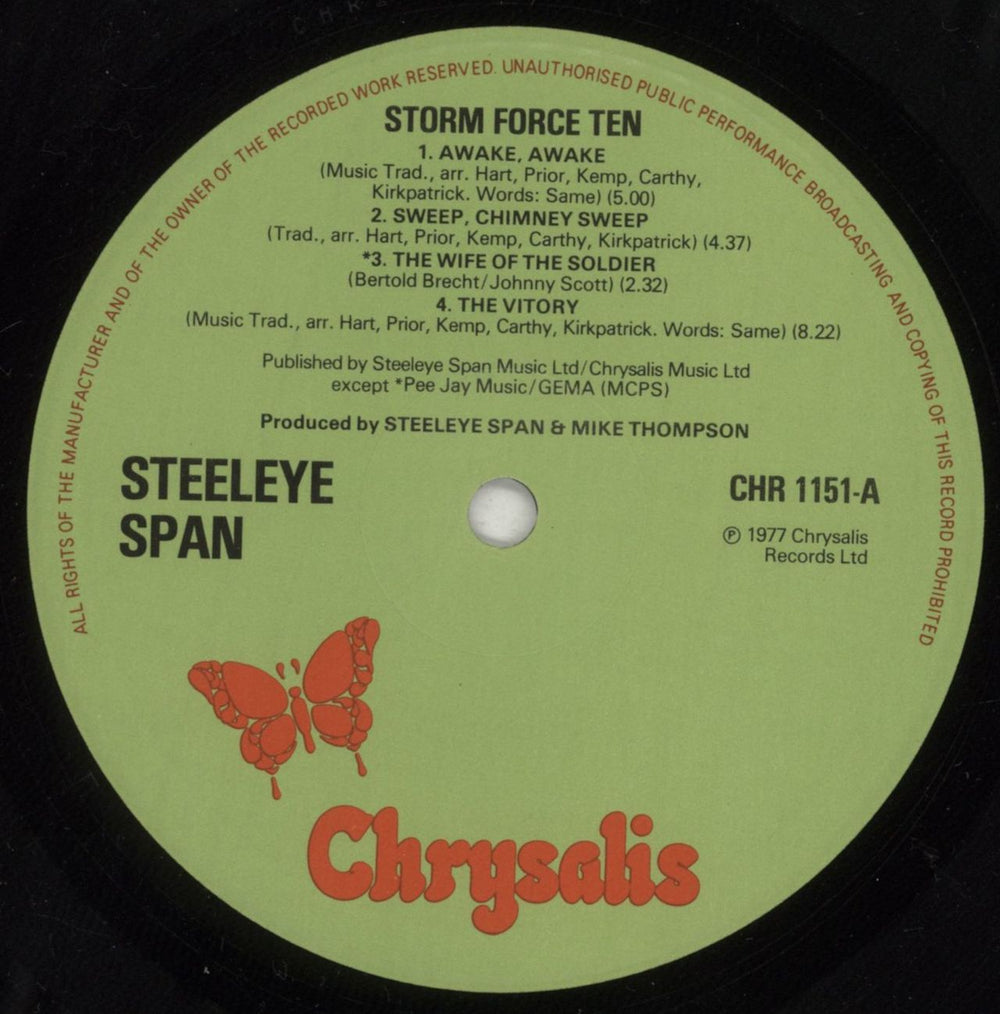 Steeleye Span Storm Force Ten + Lyric Insert UK vinyl LP album (LP record) SSPLPST210648