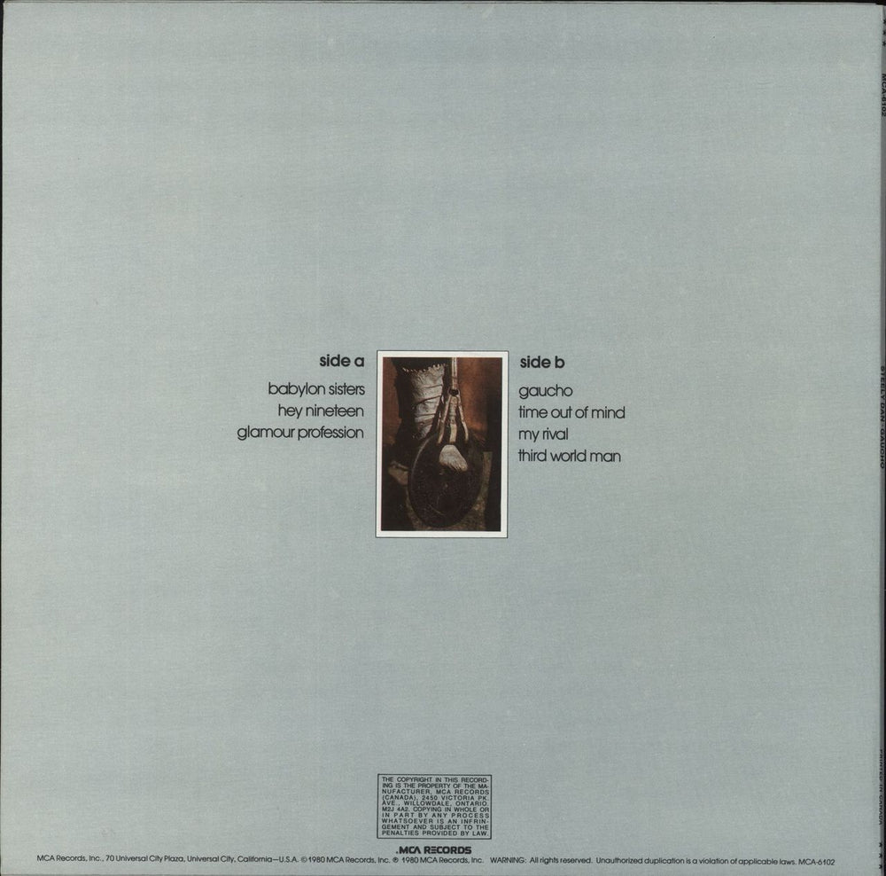 Steely Dan Gaucho Canadian vinyl LP album (LP record)