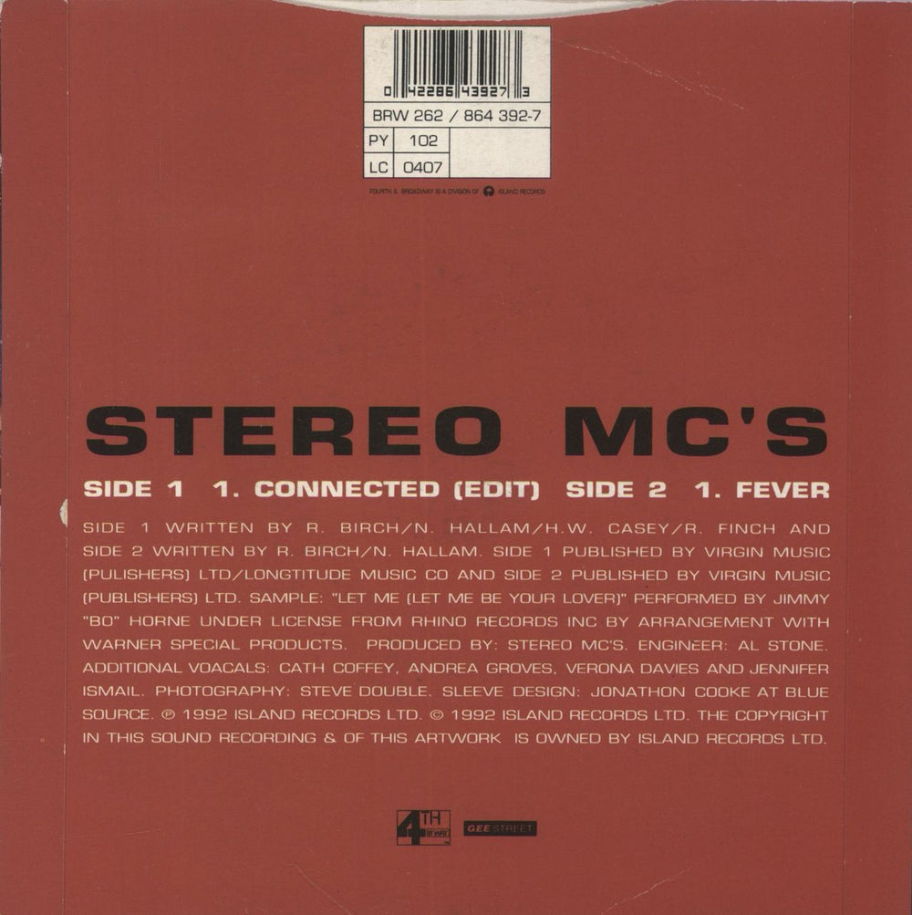 Stereo MCs Connected UK 7" vinyl single (7 inch record / 45) 042286439273