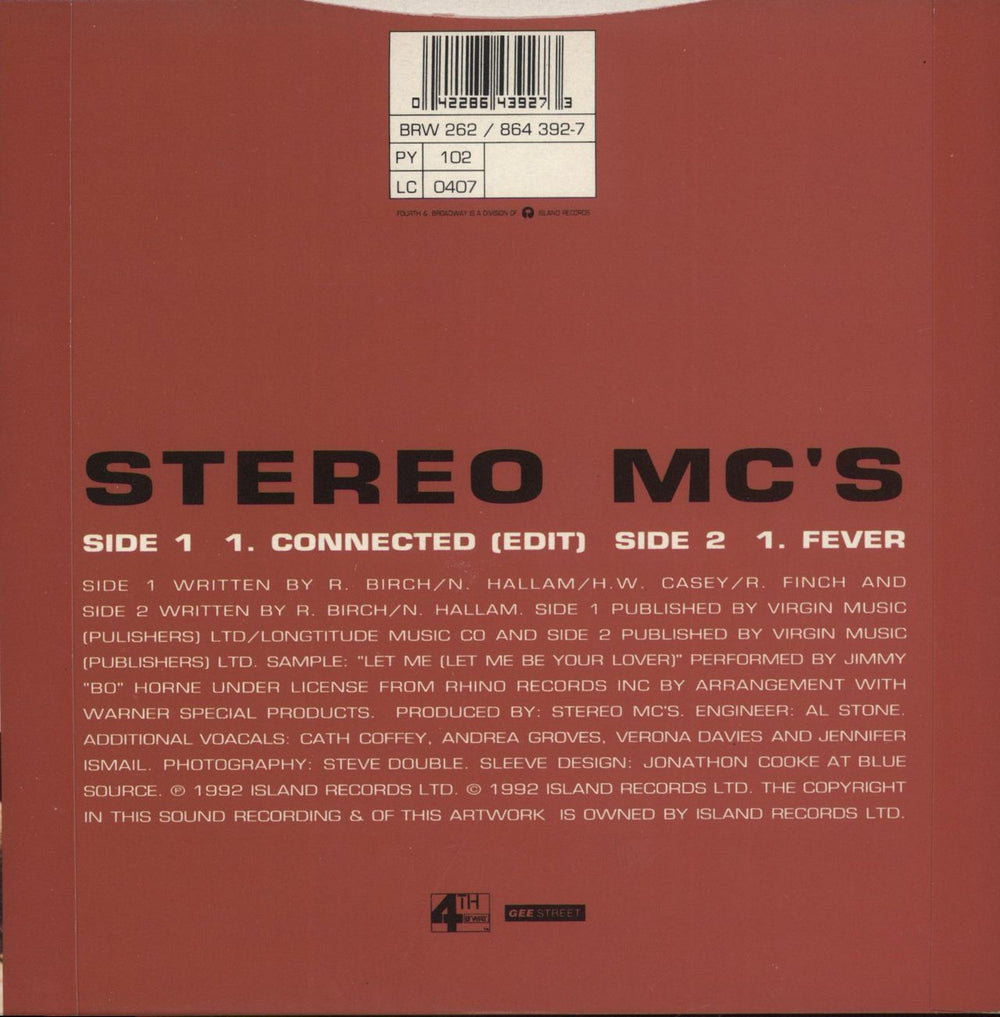 Stereo MCs Connected UK 7" vinyl single (7 inch record / 45) 042286439273