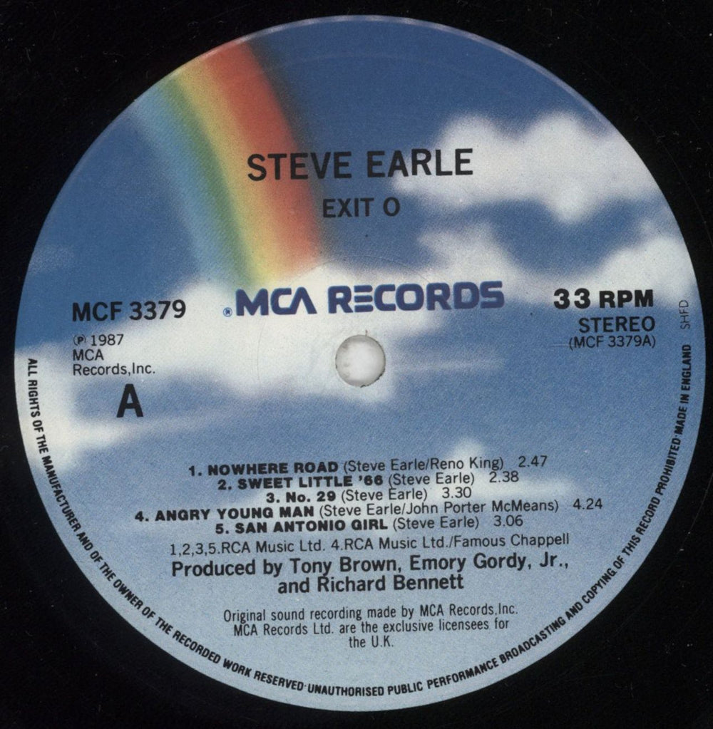 Steve Earle Exit 0 UK vinyl LP album (LP record) EALLPEX499653