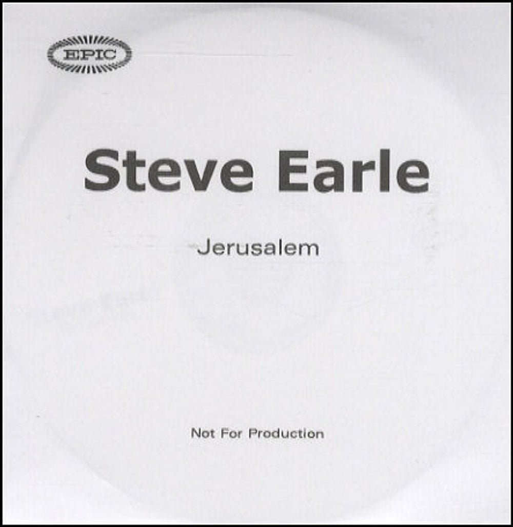 Steve Earle Jerusalem UK Promo CD-R acetate CD-R