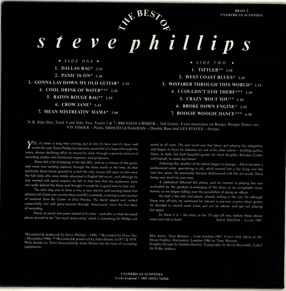 Steve Phillips The Best Of UK vinyl LP album (LP record)