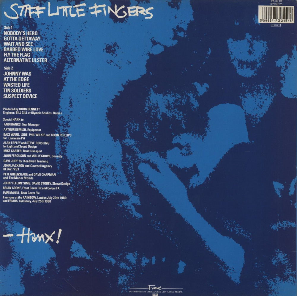 Stiff Little Fingers Hanx! UK vinyl LP album (LP record) 5099941321515