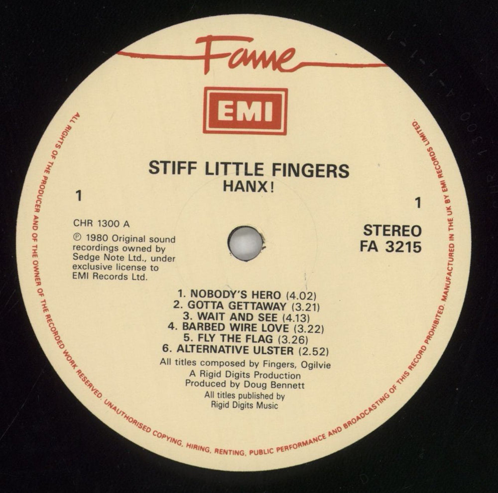 Stiff Little Fingers Hanx! UK vinyl LP album (LP record) SFILPHA574724