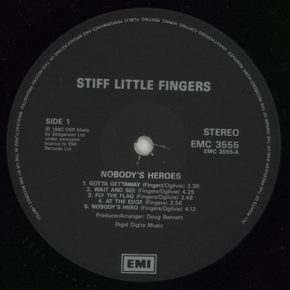 Stiff Little Fingers Nobody's Heroes UK vinyl LP album (LP record) SFILPNO864240