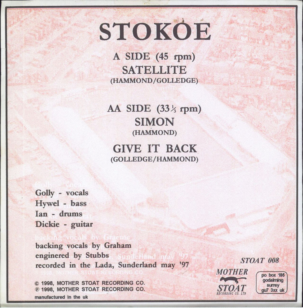 Stokoe Satellite US 7" vinyl single (7 inch record / 45)