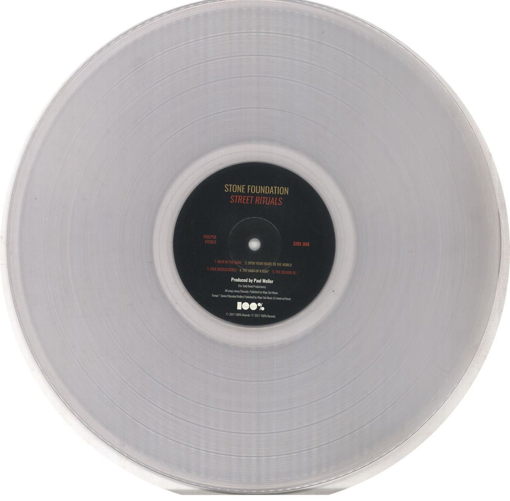 Stone Foundation Street Rituals - Clear Vinyl + Autographed UK vinyl LP album (LP record) 0TOLPST734590