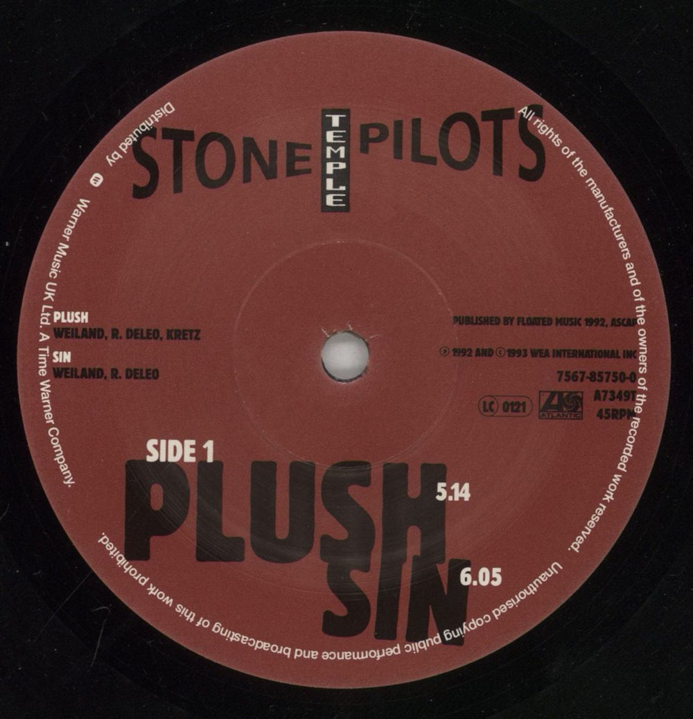 Stone Temple Pilots Plush UK 12" vinyl single (12 inch record / Maxi-single) PTS12PL598565