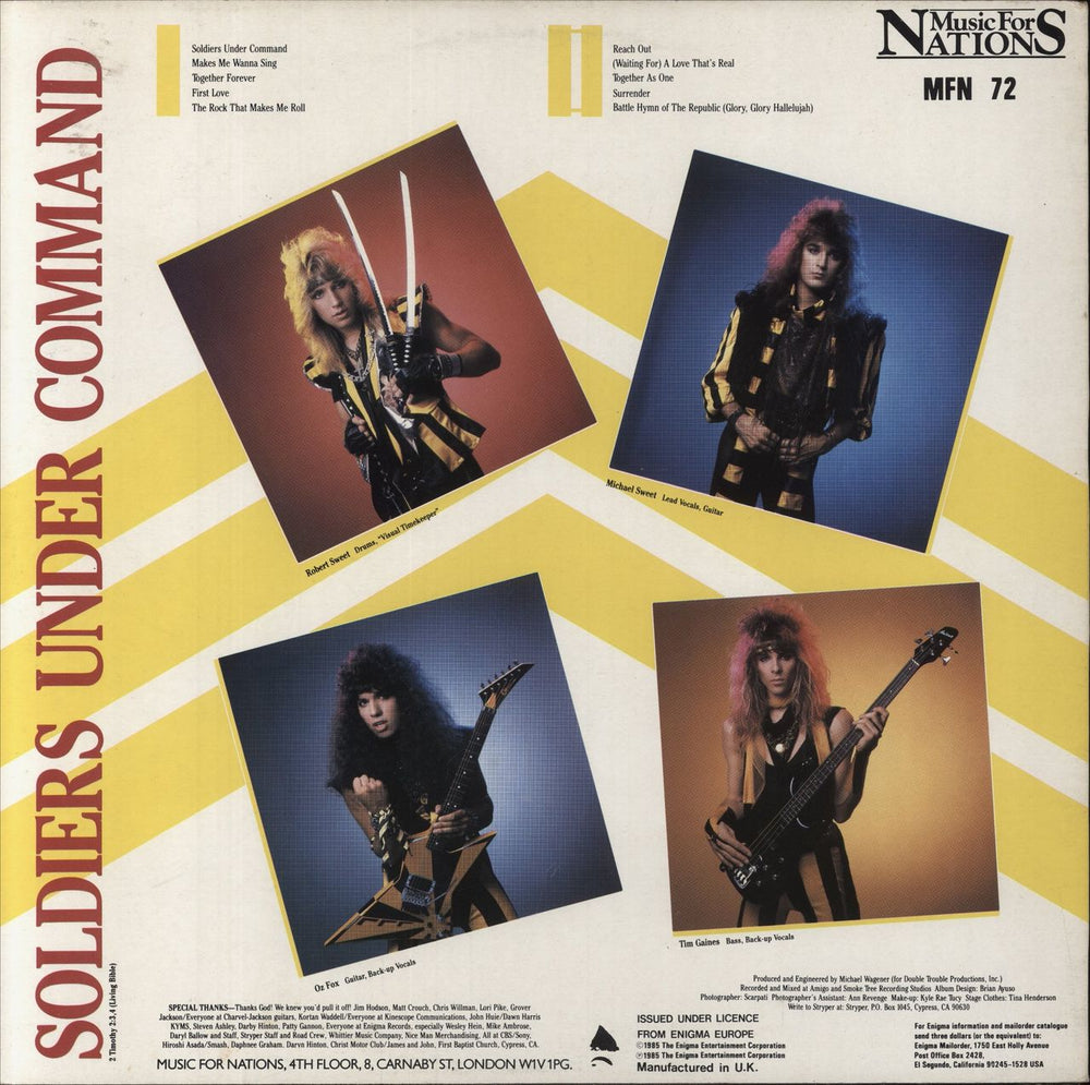 Stryper Soldiers Under Command UK vinyl LP album (LP record)