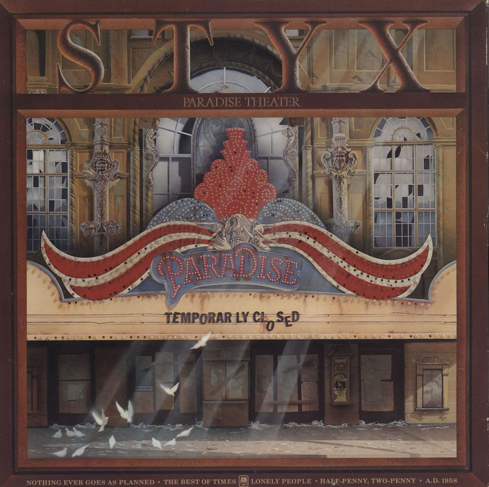 Styx Paradise Theatre + hype sticker UK vinyl LP album (LP record)