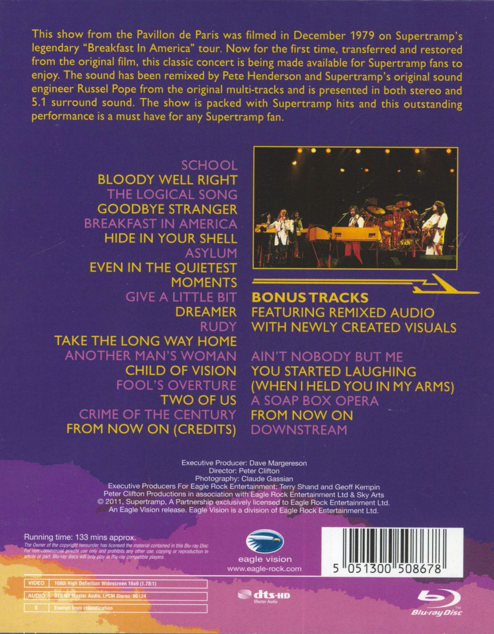 Supertramp Live In Paris '79 UK Blu Ray DVD