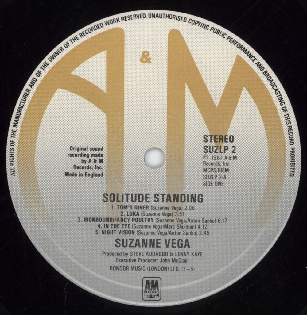 Suzanne Vega Solitude Standing - Stickered - Complete UK vinyl LP album (LP record) VEGLPSO655635