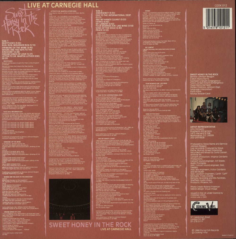 Sweet Honey In The Rock Live At Carnegie Hall UK vinyl LP album (LP record)