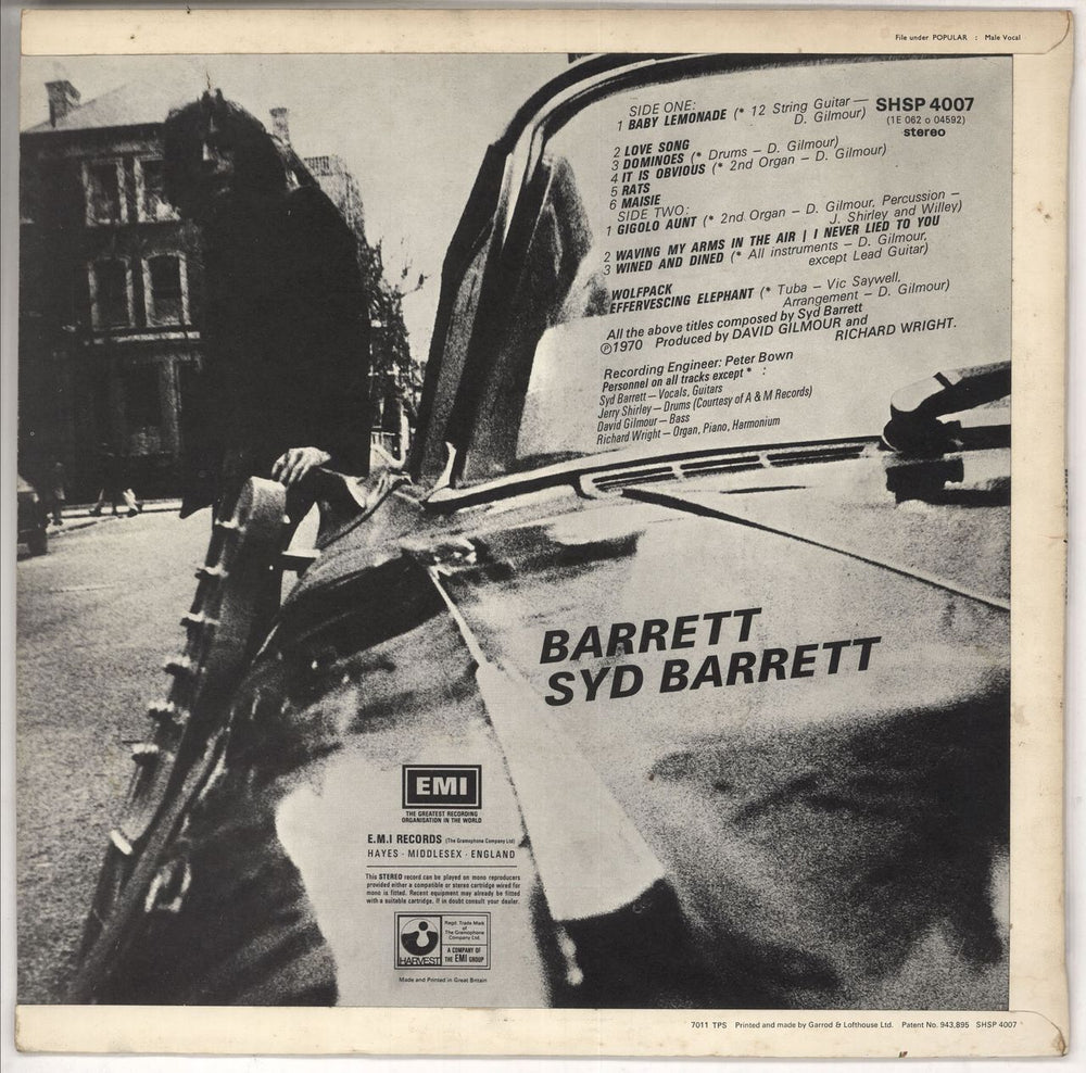 Syd Barrett Barrett - 1st - Textured Sleeve UK vinyl LP album (LP record) SYDLPBA731417
