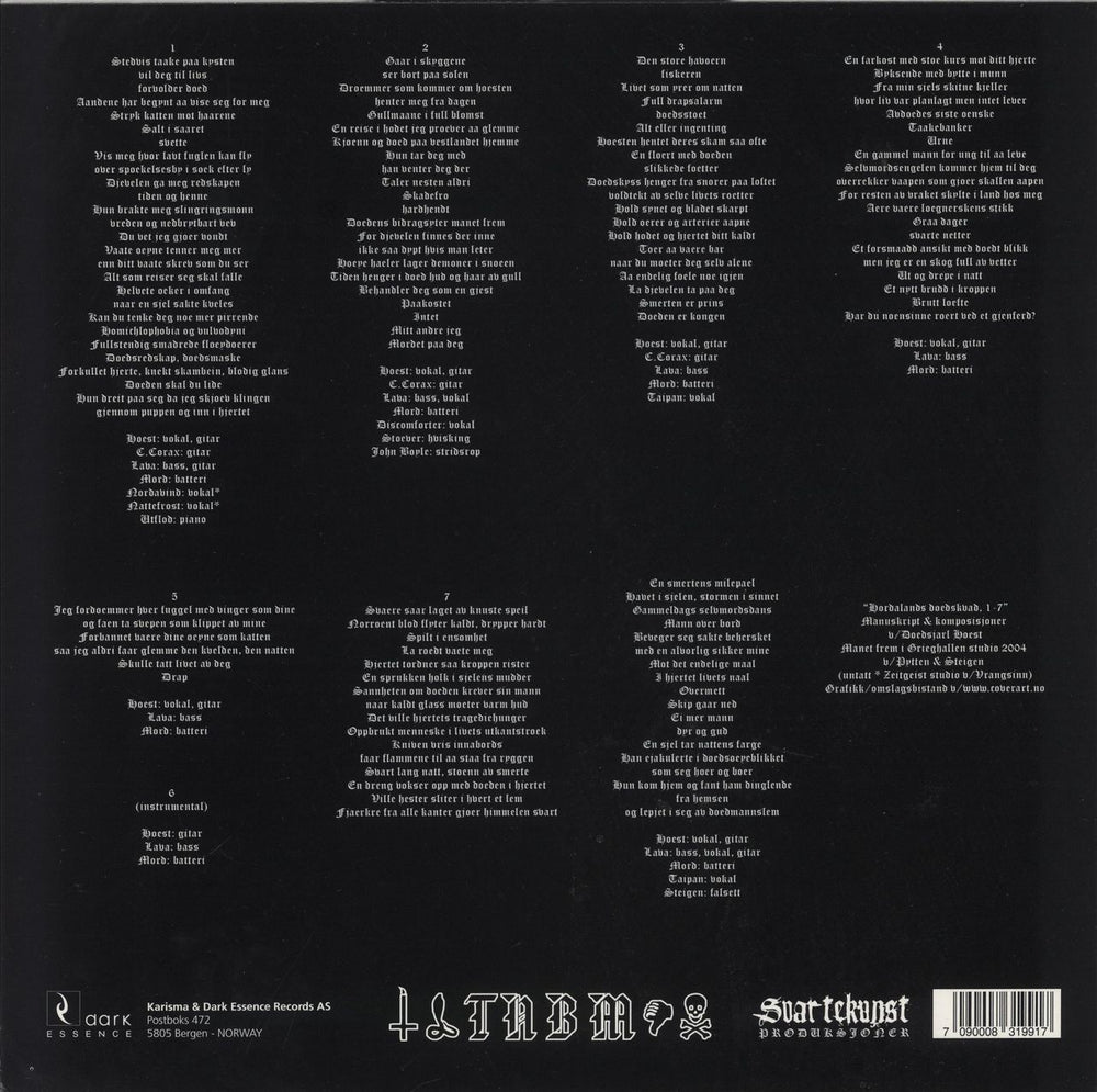 Taake ...Doedskvad Norwegian vinyl LP album (LP record) 7090008319917