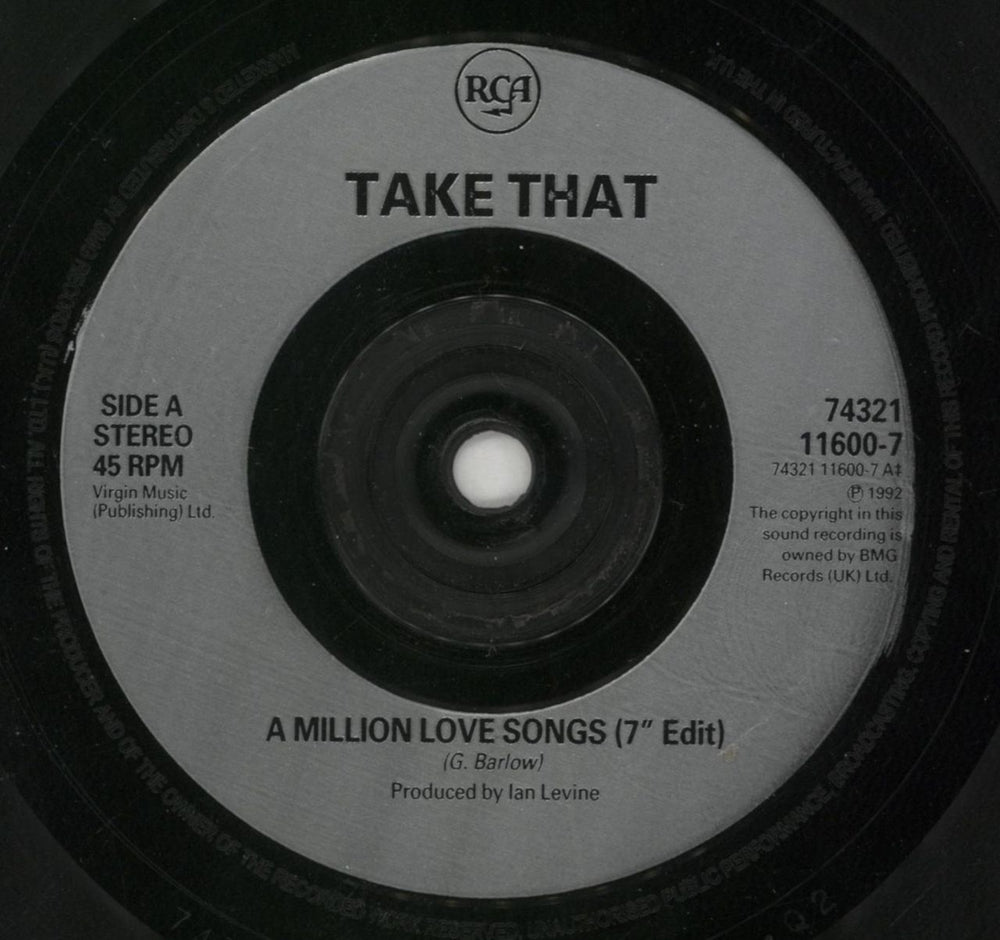 Take That A Million Love Songs + Tattoos UK 7" vinyl single (7 inch record / 45) TAK07AM17903