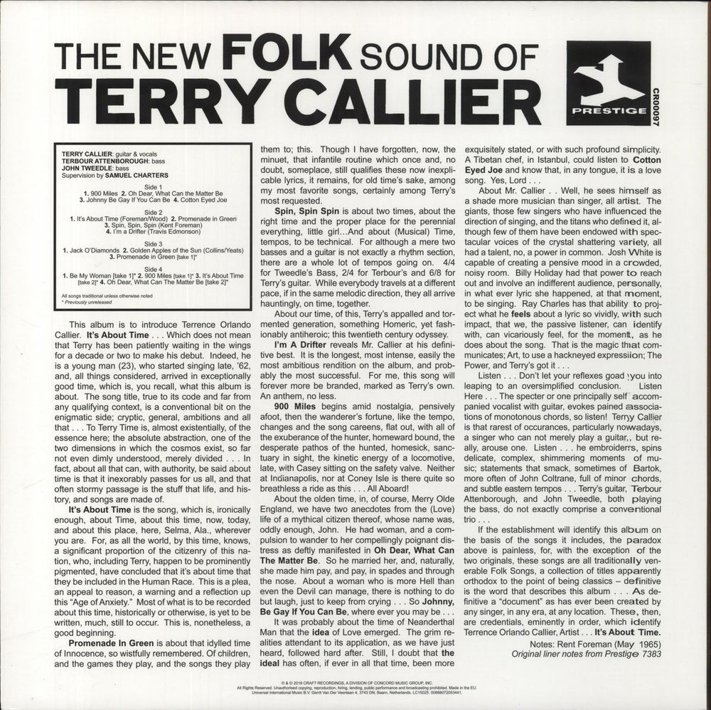 Terry Callier The New Folk Sound Of Terry Callier - 180g UK 2-LP vinyl record set (Double LP Album) 0888072053441