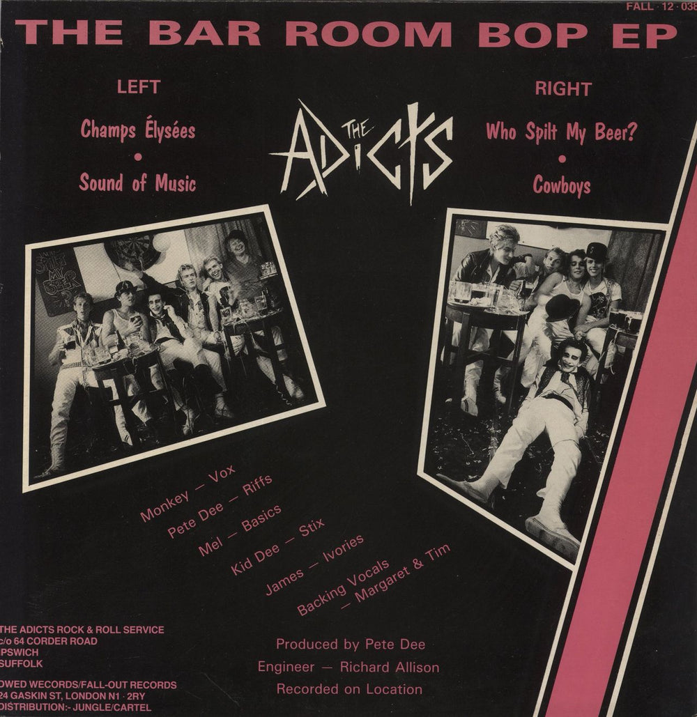 The Adicts Bar Room Bop UK 12" vinyl single (12 inch record / Maxi-single)