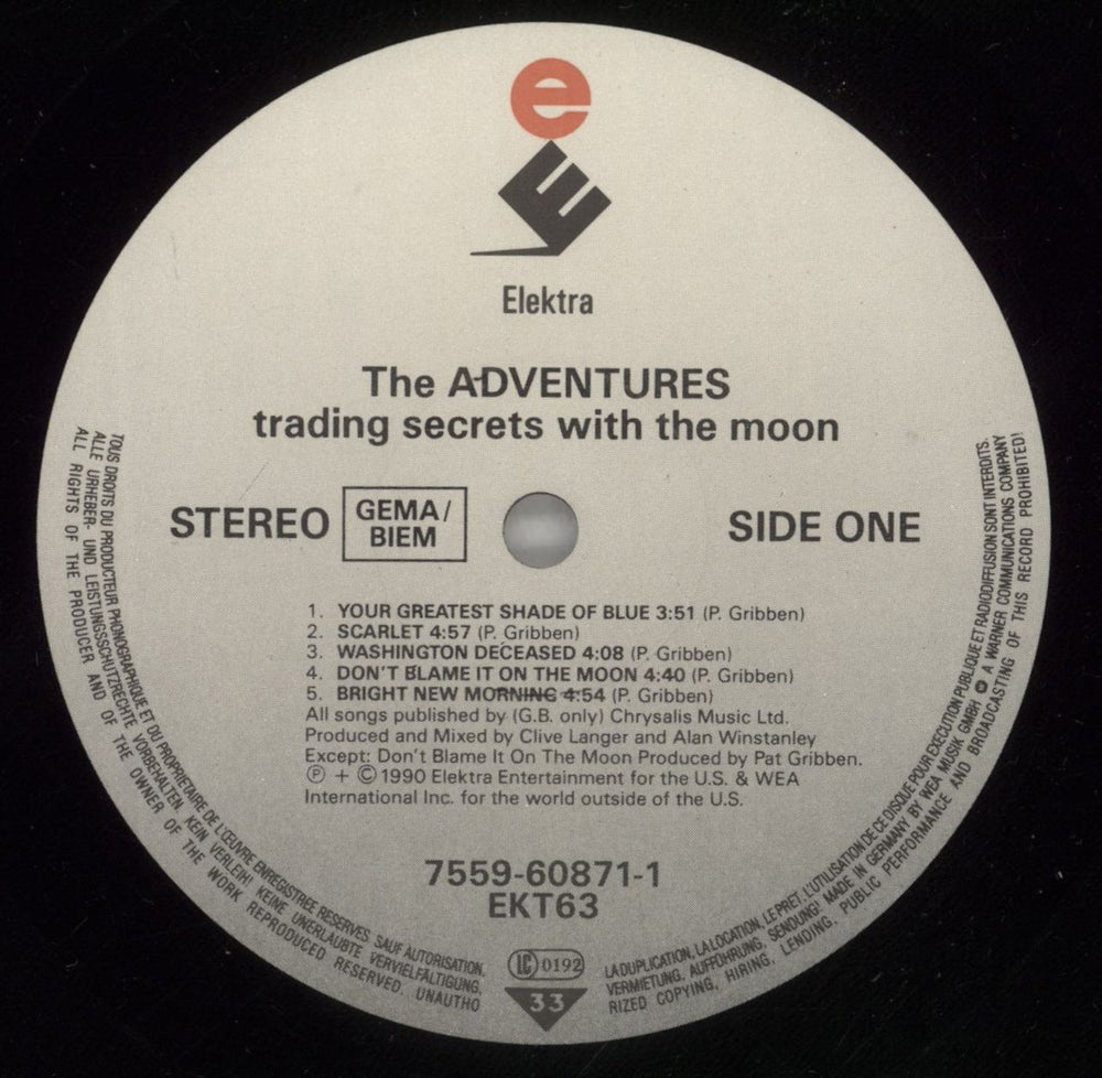 The Adventures Trading Secrets With The Moon German vinyl LP album (LP record) AVNLPTR145350