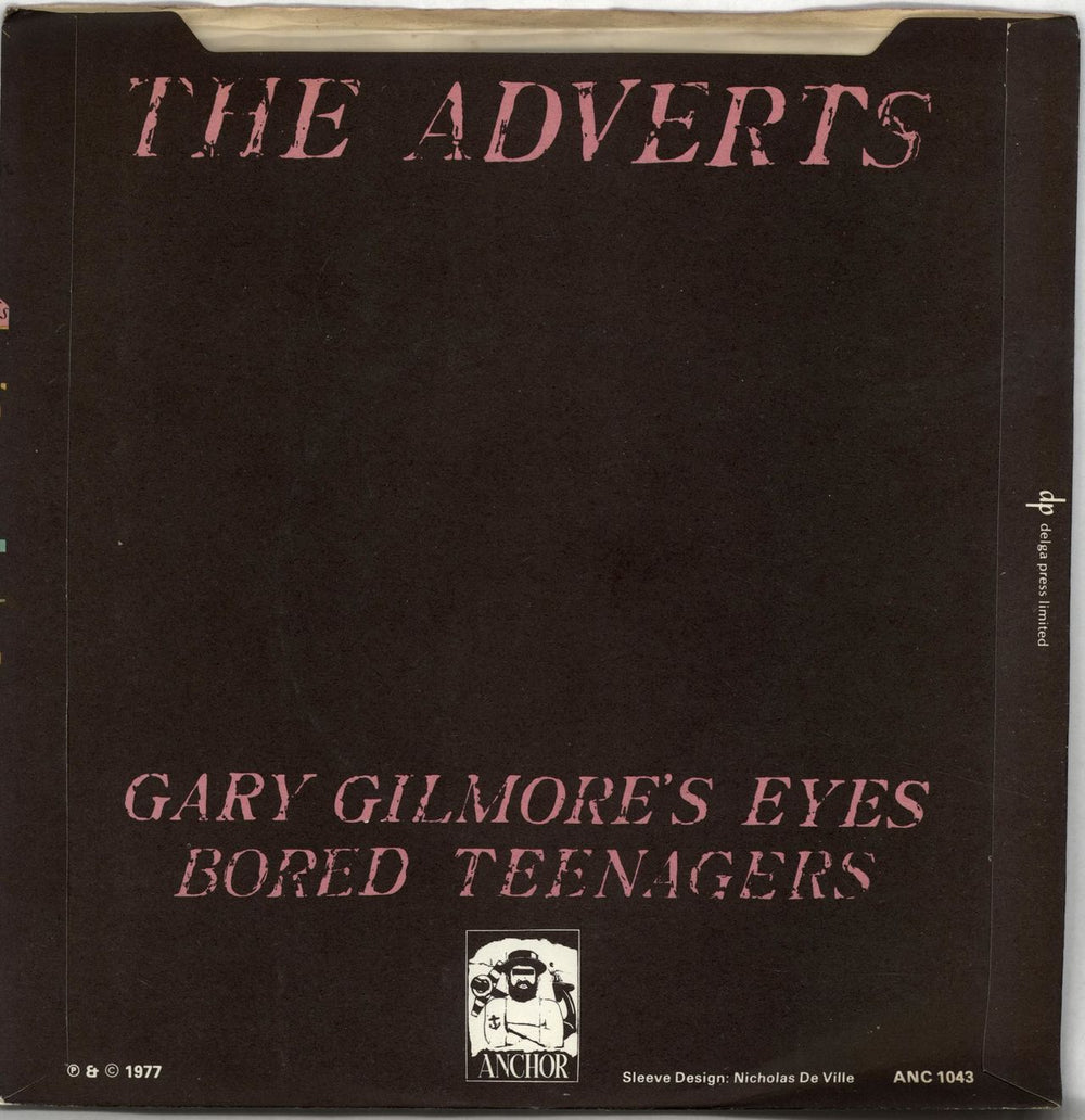 The Adverts Gary Gilmore's Eyes - P/S - Pink Lettering UK 7" vinyl single (7 inch record / 45)