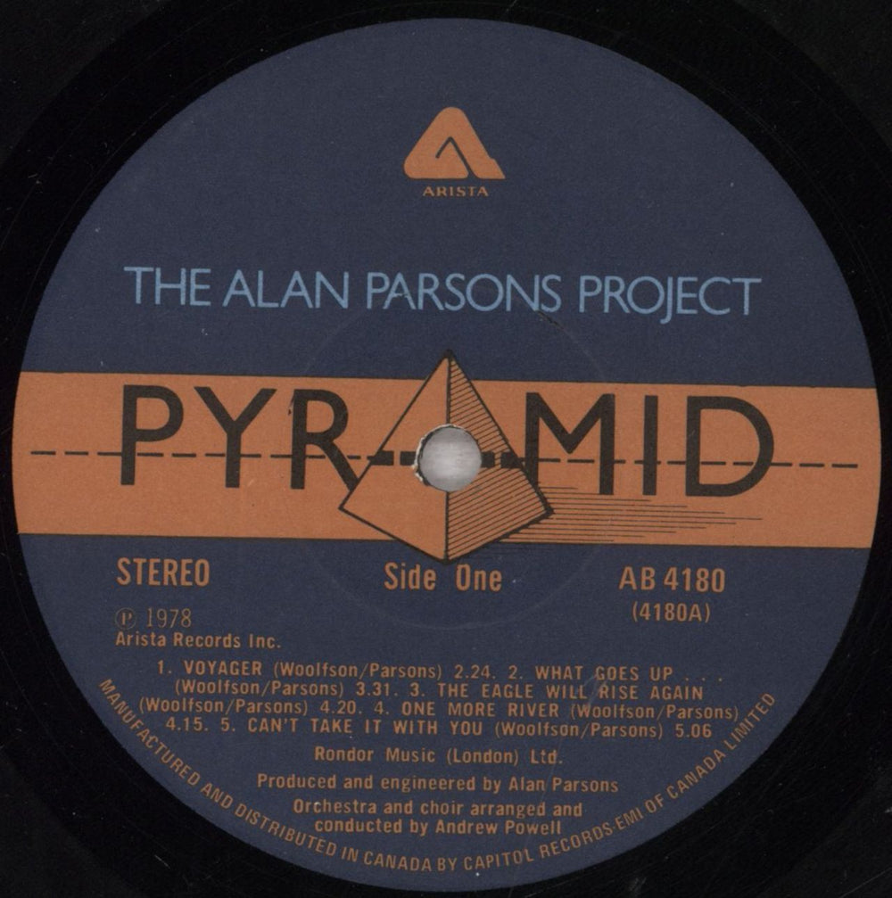 The Alan Parsons Project Pyramid Canadian vinyl LP album (LP record) TPPLPPY848378