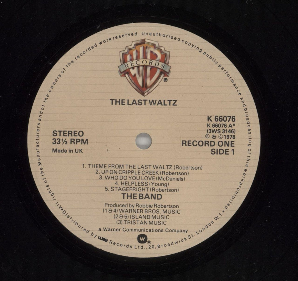 The Band The Last Waltz - 2nd - EX - Sticker UK 3-LP vinyl record set (Triple LP Album) T-B3LTH872701
