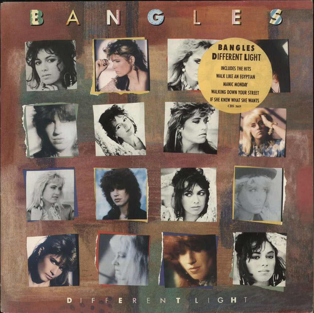 The Bangles Different Light - Yellow Hype Sticker UK vinyl LP album (LP record) 26659