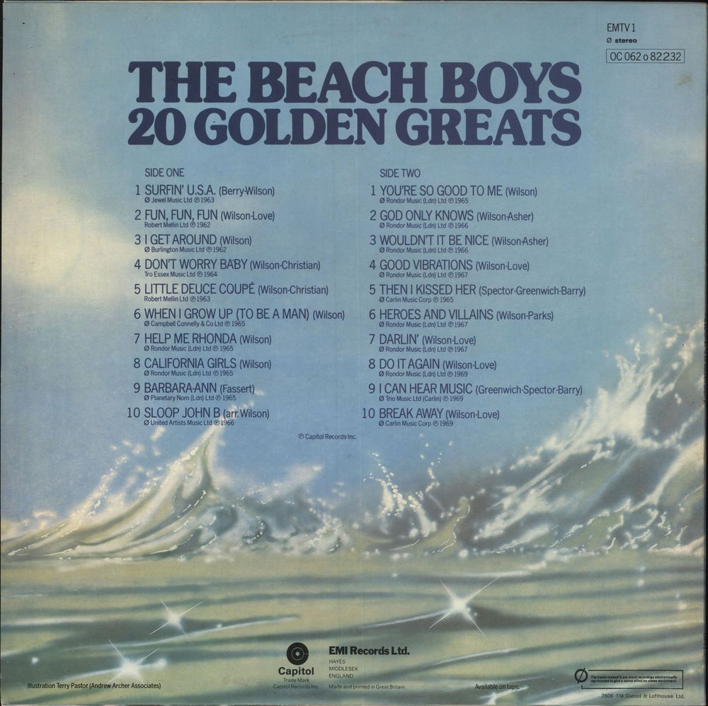 The Beach Boys 20 Golden Greats UK vinyl LP album (LP record)