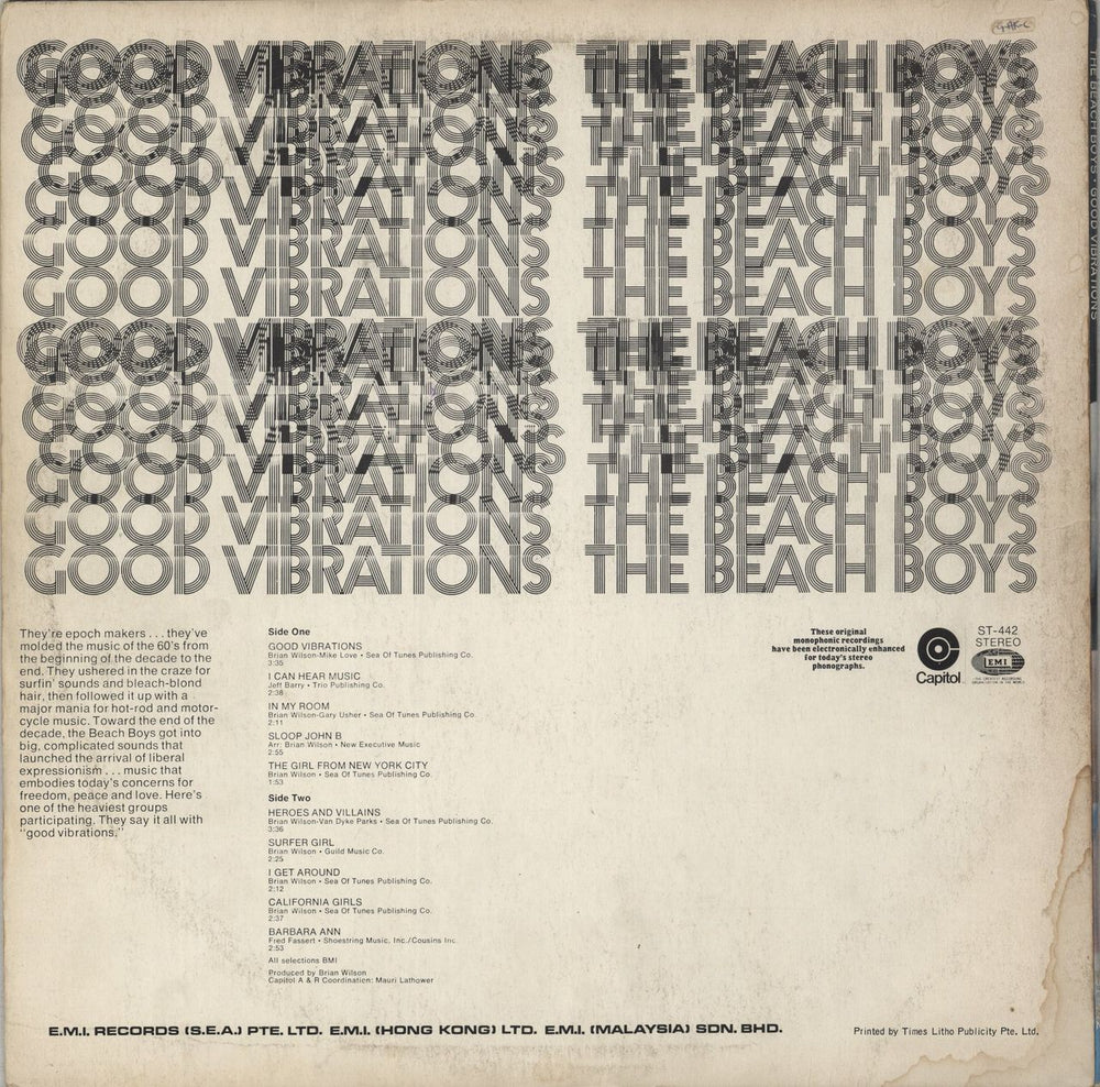 The Beach Boys Good Vibrations Hong Kong vinyl LP album (LP record)