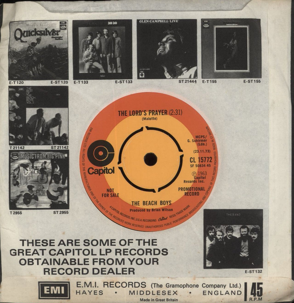 The Beach Boys Little Saint Nick UK Promo 7" vinyl single (7 inch record / 45)