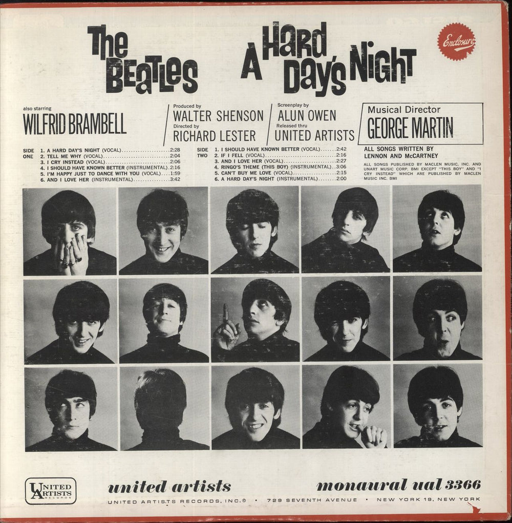 The Beatles A Hard Day's Night - 1st - EX US vinyl LP album (LP record)