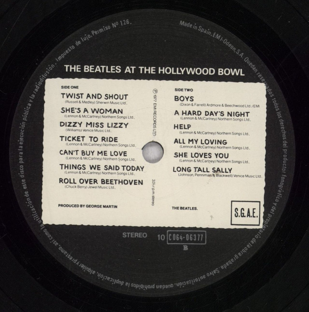 The Beatles At The Hollywood Bowl Spanish vinyl LP album (LP record) BTLLPAT844503