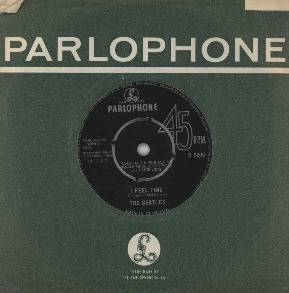 The Beatles I Feel Fine - 1st - Factory Sample UK Promo 7" vinyl single (7 inch record / 45) R5200