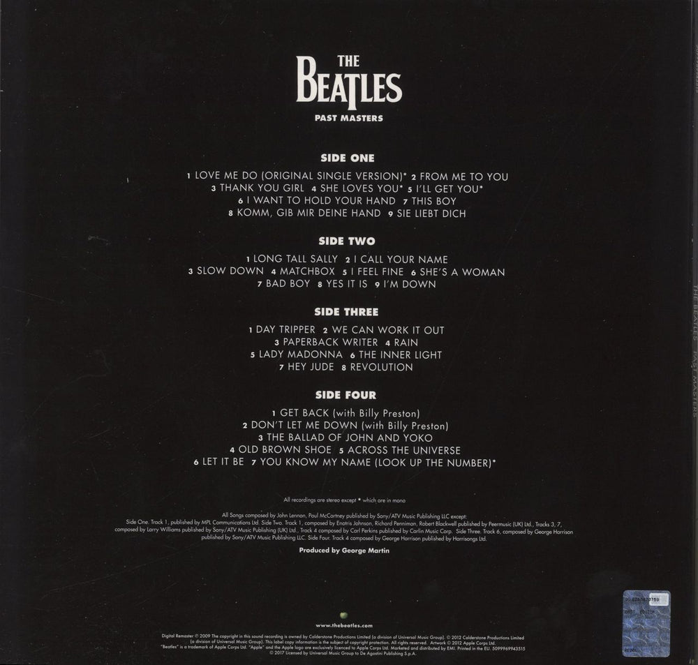 The Beatles Past Masters - 180gm DeAgostini - EX US 2-LP vinyl record set (Double LP Album) 5099969943515