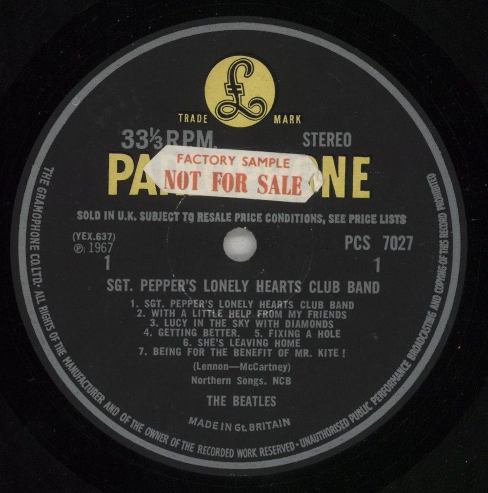 The Beatles Sgt. Pepper's - 1st - Factory Sample UK vinyl LP album (LP record) BTLLPSG866573