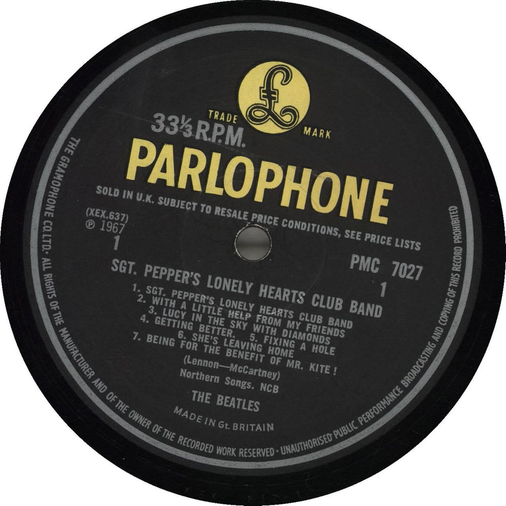 The Beatles Sgt. Pepper's - Wide Spine - VG UK vinyl LP album (LP record) PMC7027