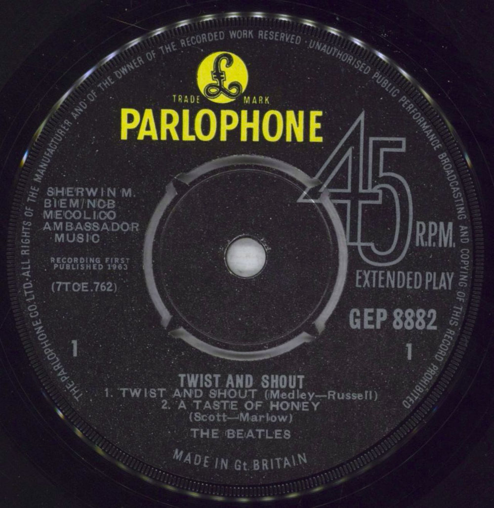 The Beatles Twist And Shout EP - 1st - EX UK 7" vinyl single (7 inch record / 45) BTL07TW555429