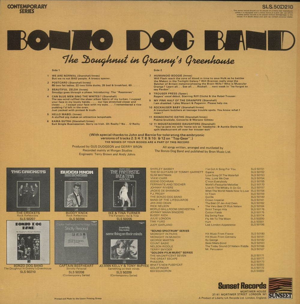 The Bonzo Dog Doo Dah Band The Doughnut In Granny's Greenhouse UK vinyl LP album (LP record)