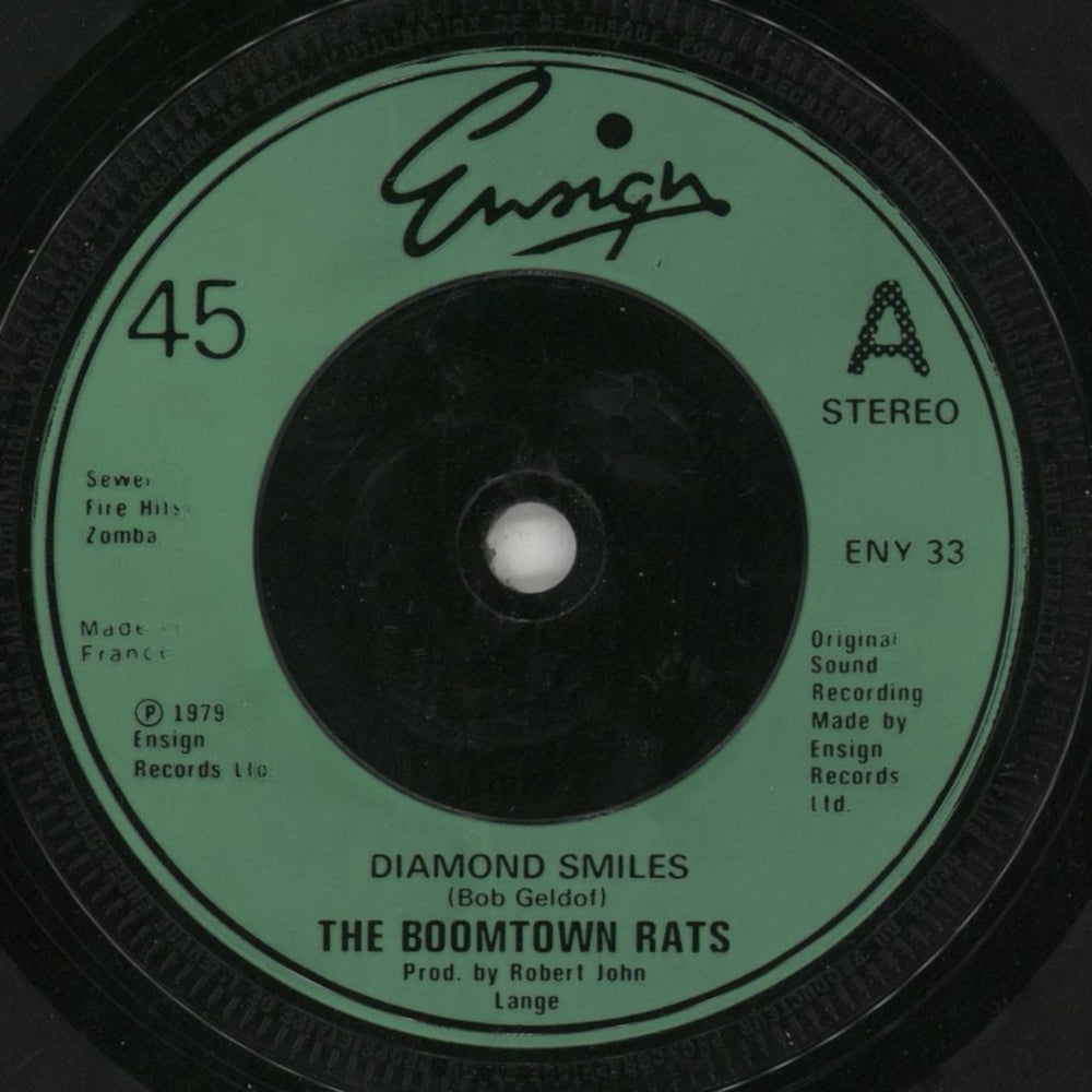 The Boomtown Rats Diamond Smiles French 7" vinyl single (7 inch record / 45) RAT07DI507802