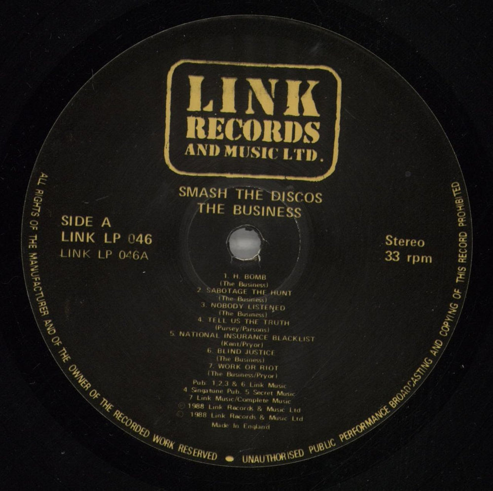 The Business Smash The Disco's UK vinyl LP album (LP record) NESLPSM877719