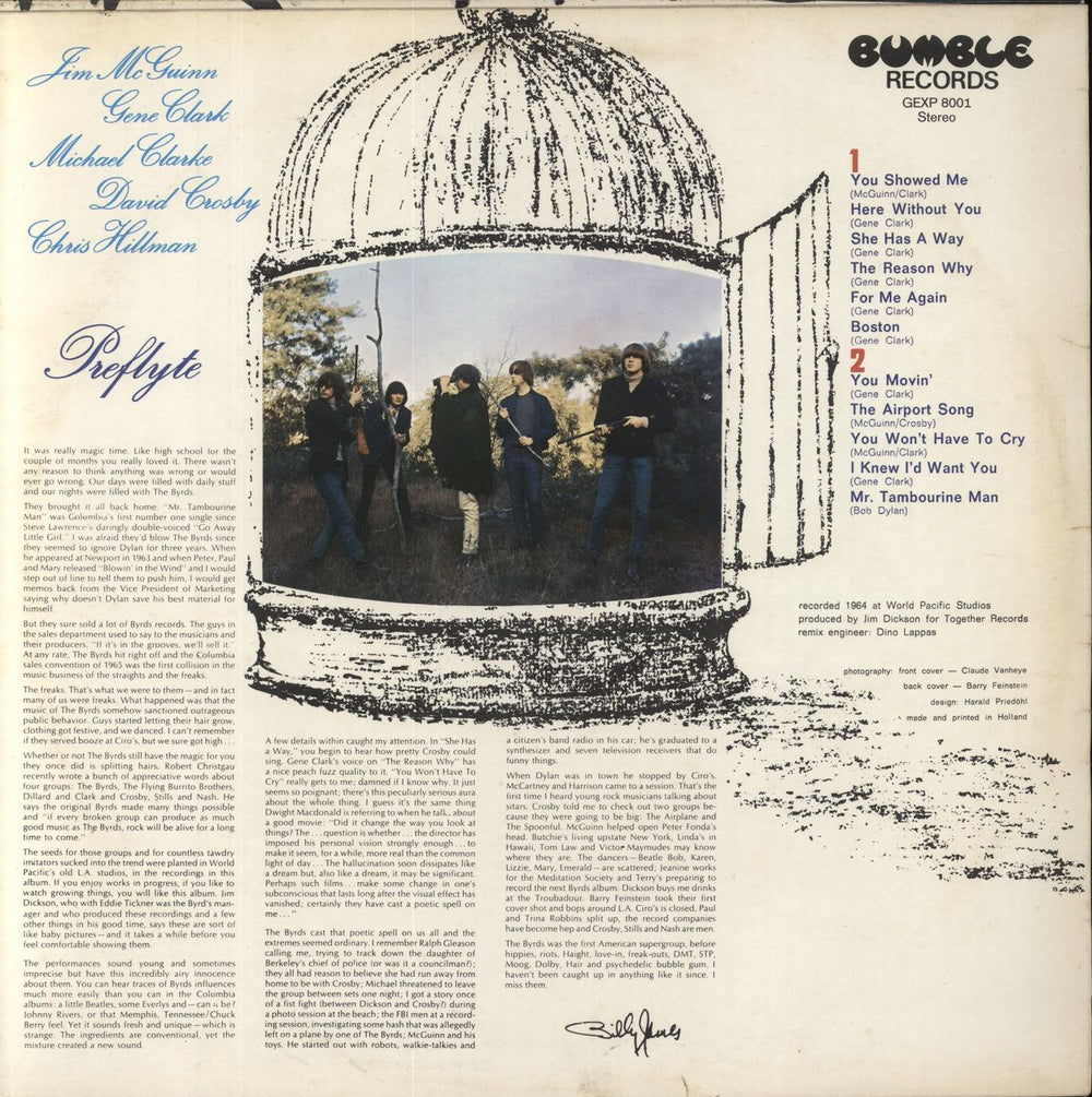 The Byrds Preflyte UK vinyl LP album (LP record)