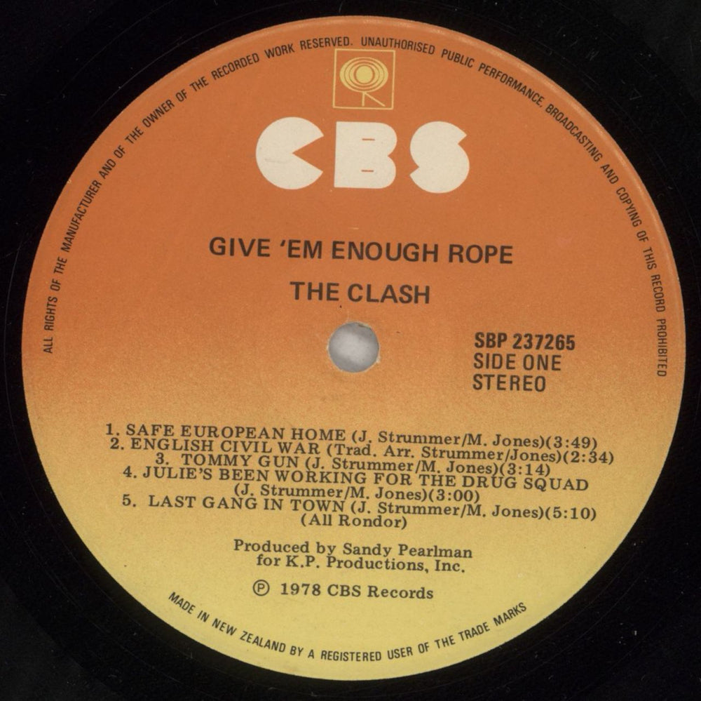 The Clash Give 'Em Enough Rope New Zealand vinyl LP album (LP record) CSHLPGI879153