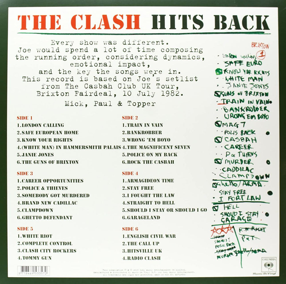 The Clash Hits Back - 180 Gram Vinyl - Sealed UK 3-LP vinyl record set (Triple LP Album) CSH3LHI759117