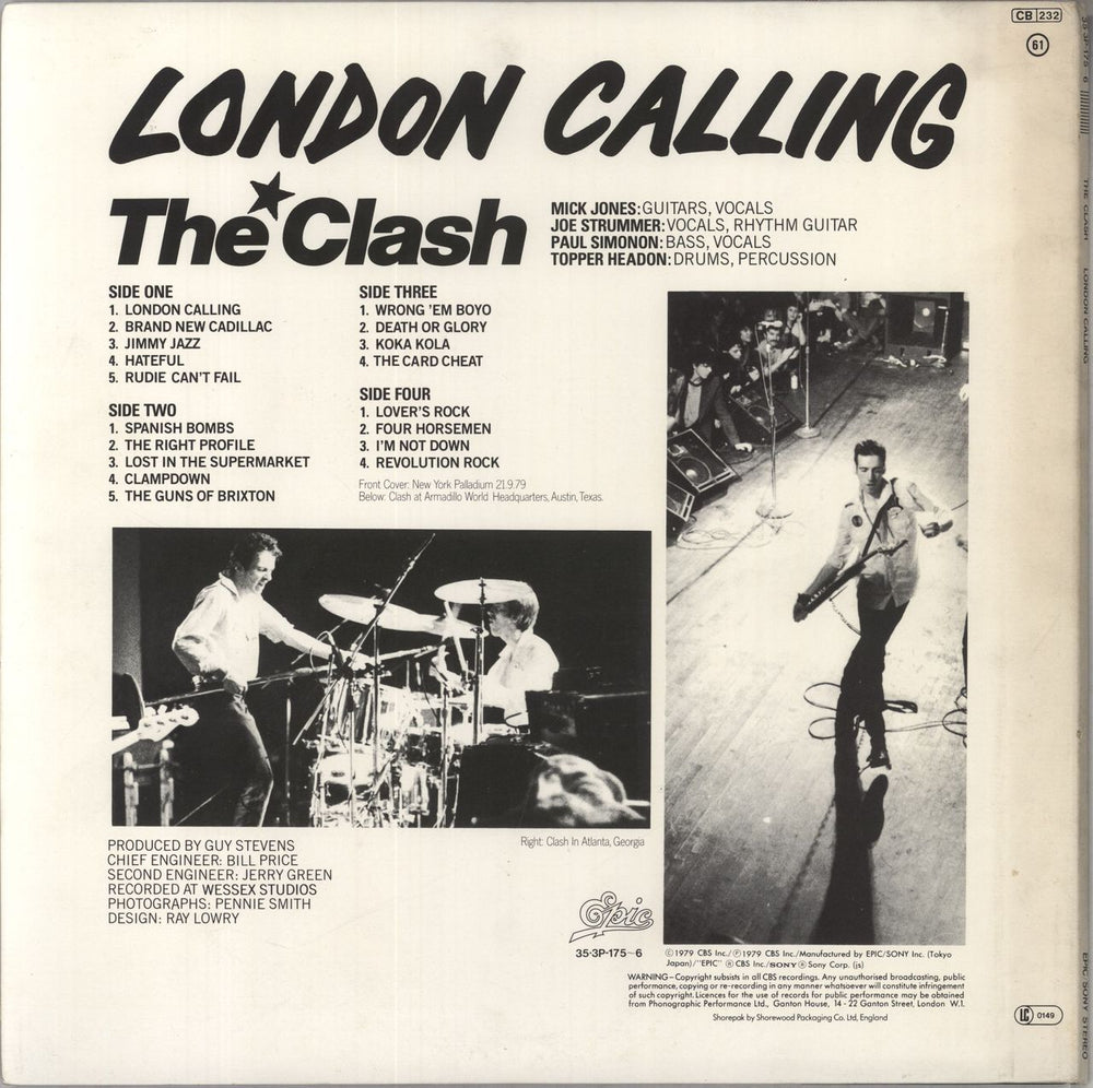 The Clash London Calling - 2nd + Obi Japanese 2-LP vinyl record set (Double LP Album)