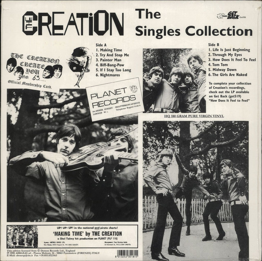 The Creation Singles Collection - Sealed Italian vinyl LP album (LP record) 8013252351815